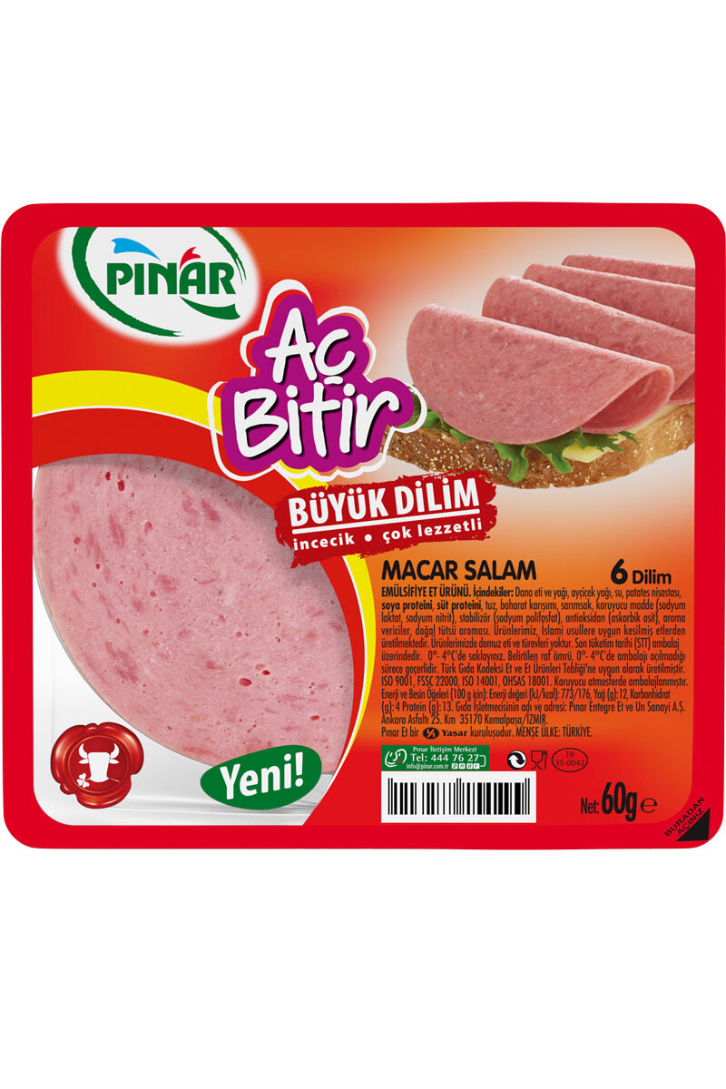 Pınar Salam Aç Bitir 60 Gr Macar 6'lı Büyük Dilim