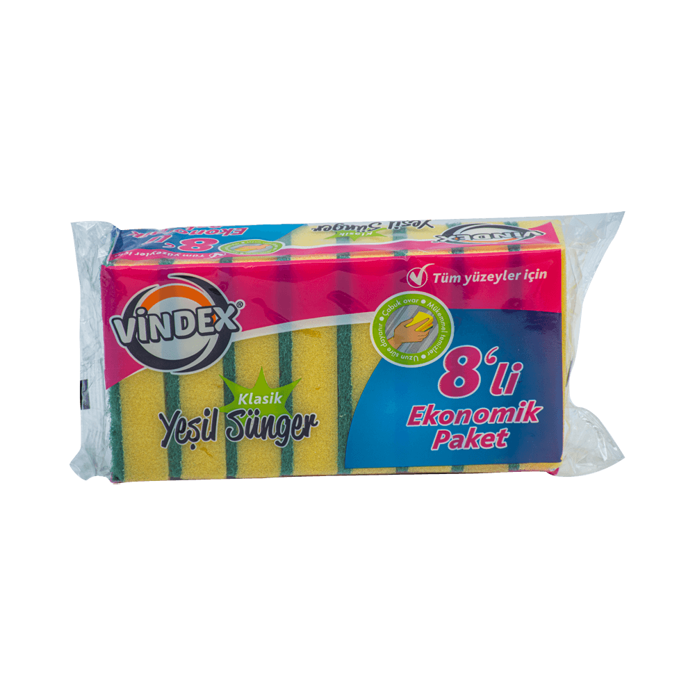 Vindex Bulaşık Süngeri 8'li Düz