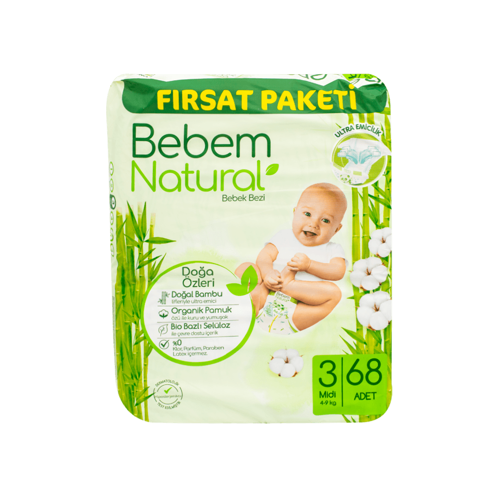 Bebem Natural Fırsat Pk.Midi 56'lı 4-9 kg