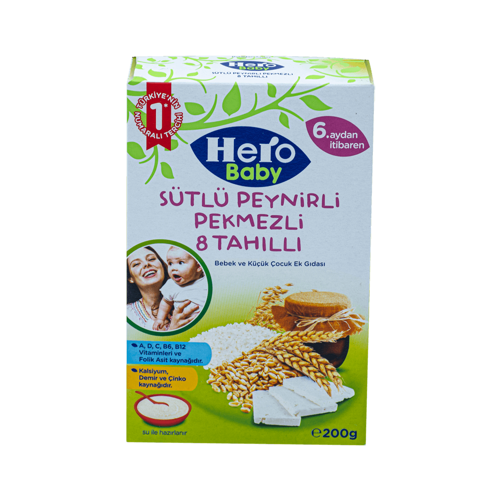 Hero Baby Sütlü 200 Gr Peynirli Pekmezli 8 Tahıllı