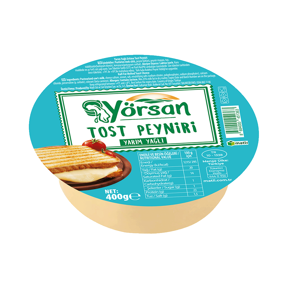 Yörsan Tost Peyniri 400 Gr Yarım Yağlı