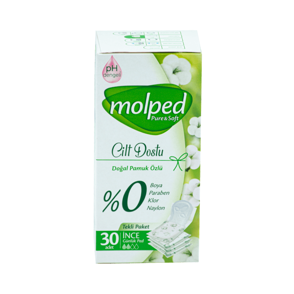 Molped Günlük Pure Soft Tekli 30'lu İnce Doğal Pamuk Özlü (Günlük)