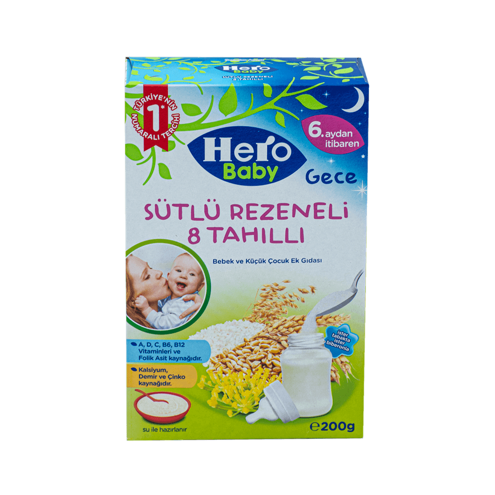 Hero Baby Sütlü 200 Gr Rezeneli 8 Tahıllı Gece