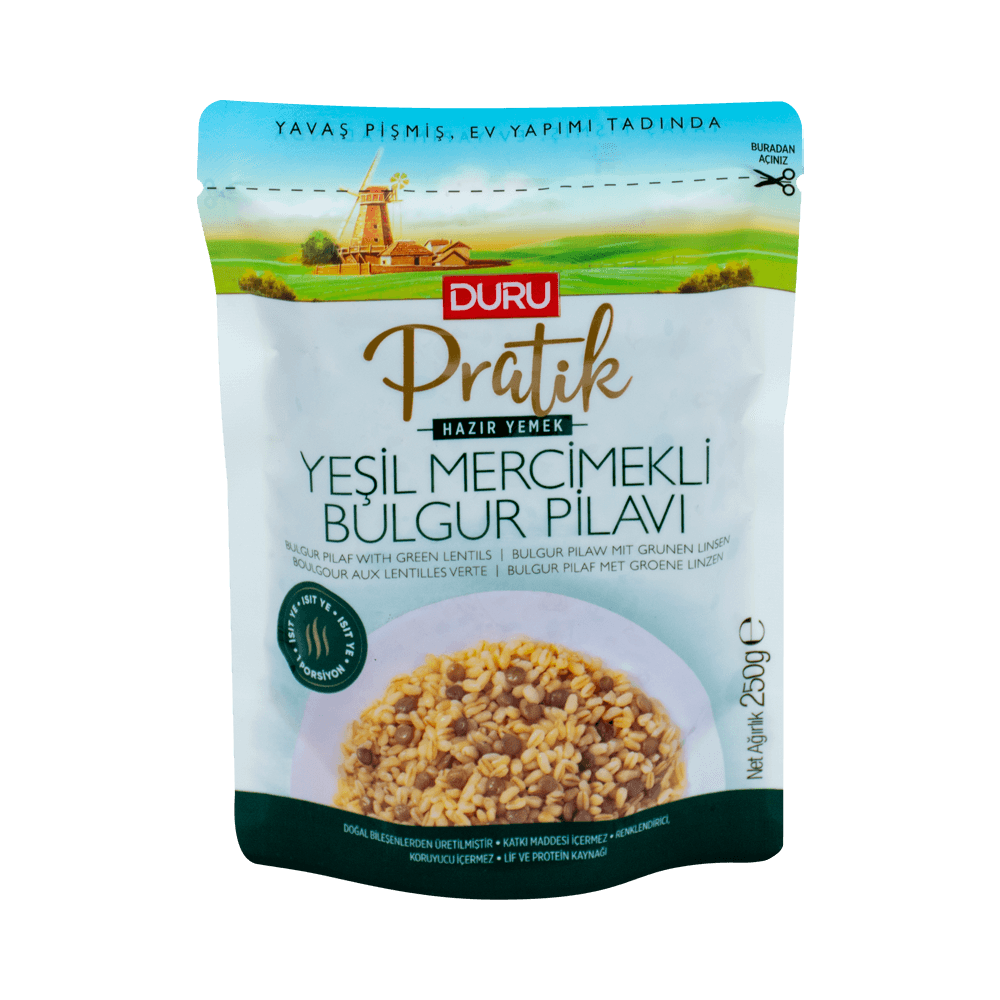 Duru Pratik Hazır Yemek 250 Gr Yeşil Mercimekli Bulgur Pilavı