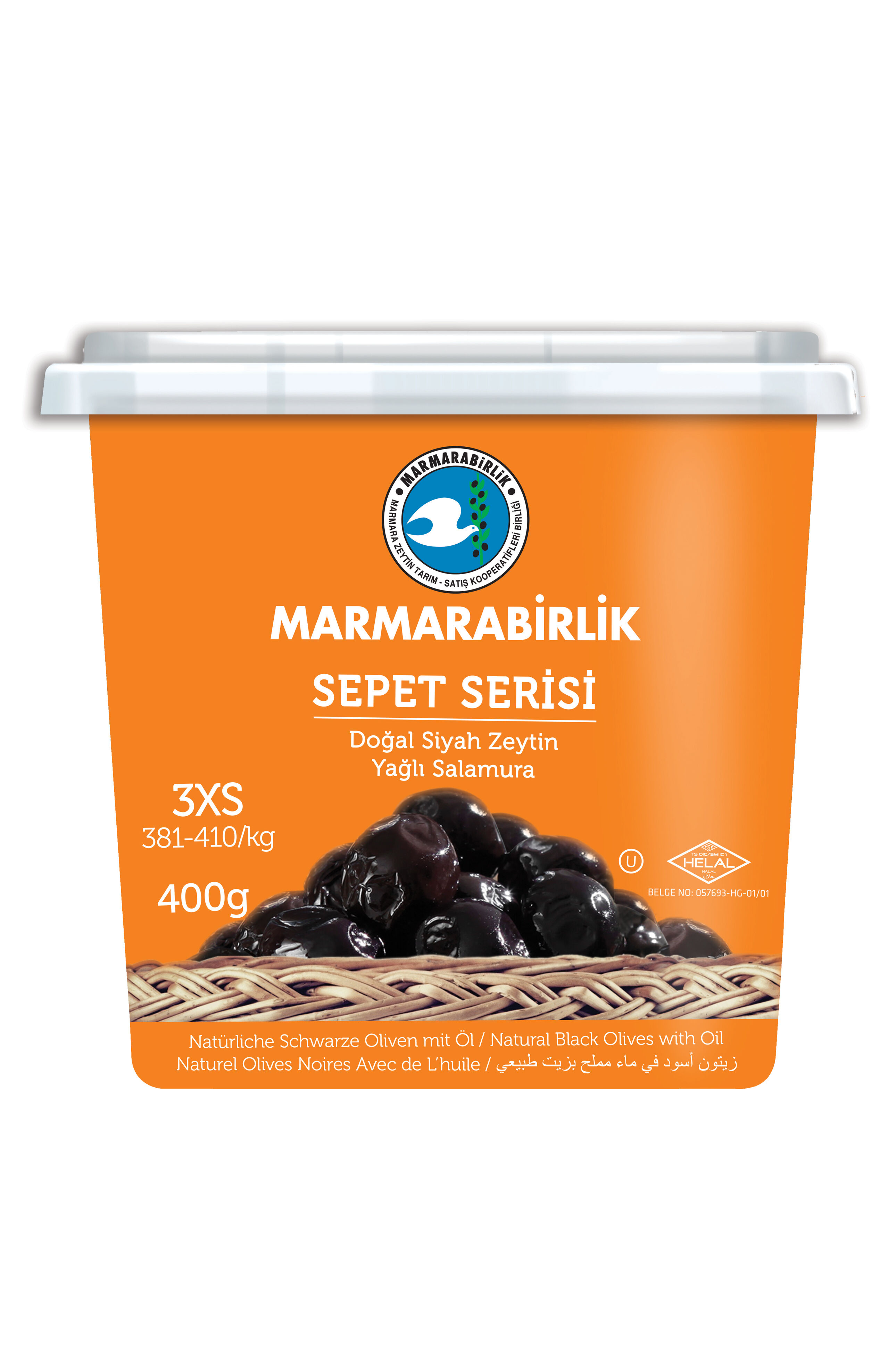 Marmara Birlik Zeytin 400 Gr Yağlı Salamura 381-410 3xs Sepet Serisi Pet