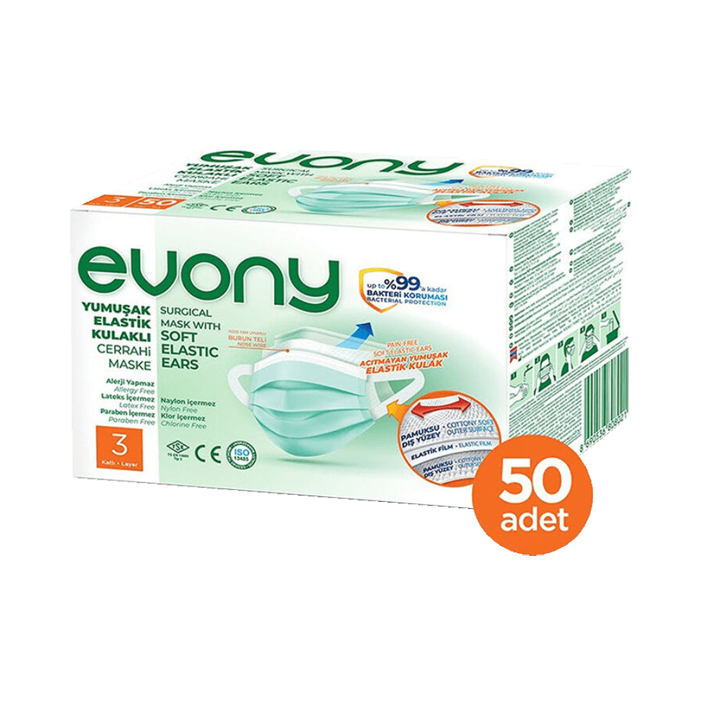 Evony Cerrahi Maske Lastikli 50'li Kutu