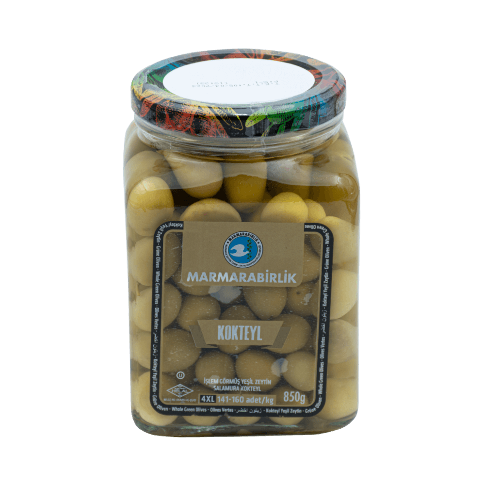 Marmara Birlik Yeşil Zeytin 850 Gr Kokteyl 4 XL 141-160 Cam