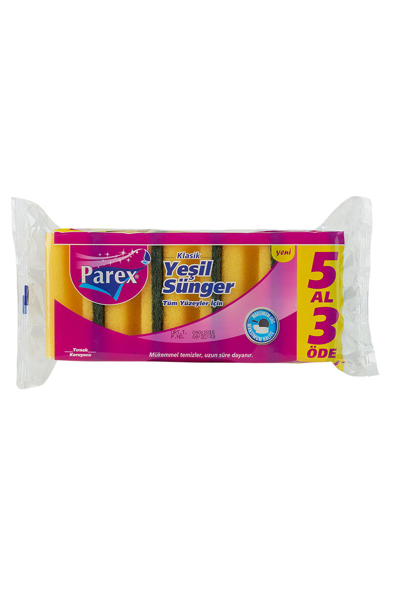 Parex Sünger 5'li Yeşil Oluklu