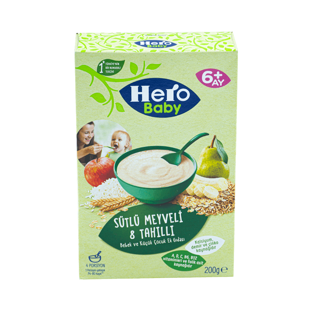 Hero Baby Sütlü 200 Gr Meyveli 8 Tahıllı