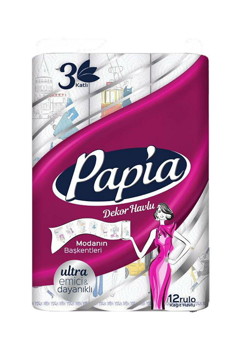 Papia Havlu 12'li Decor 3 Katlı 82 Yaprak